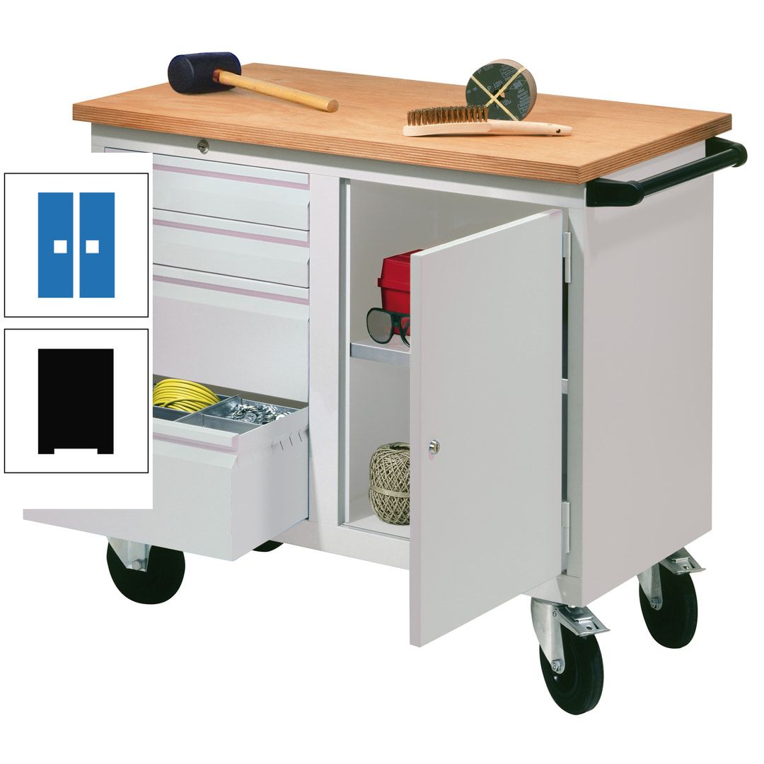 Mobile Werkbank - Werkstattwagen - 915 x 1.090 x 600 mm - 4 Schubladen und Schrankfach - anthrazitgrau