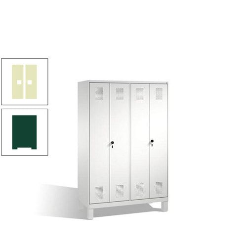 Doppel-Spind, Doppeltüren, Garderobenschrank mit Füßen, 4 Abteile a 300 mm, Korpus anthrazitgrau, Tür anthrazitgrau, 1.850 x 1.200 x 500 mm (HxBxT)