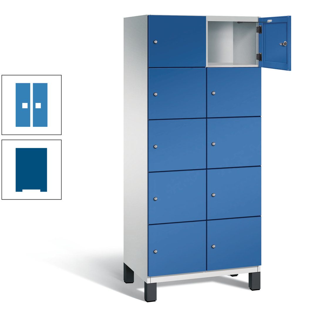 Fächerschrank, Stahlschrank, 10 Fächer, Türöffnungsbegrenzer, Füße, 1.980 x 800 x 525 mm (HxBxT), Korpus anthrazitgrau, Front anthrazitgrau