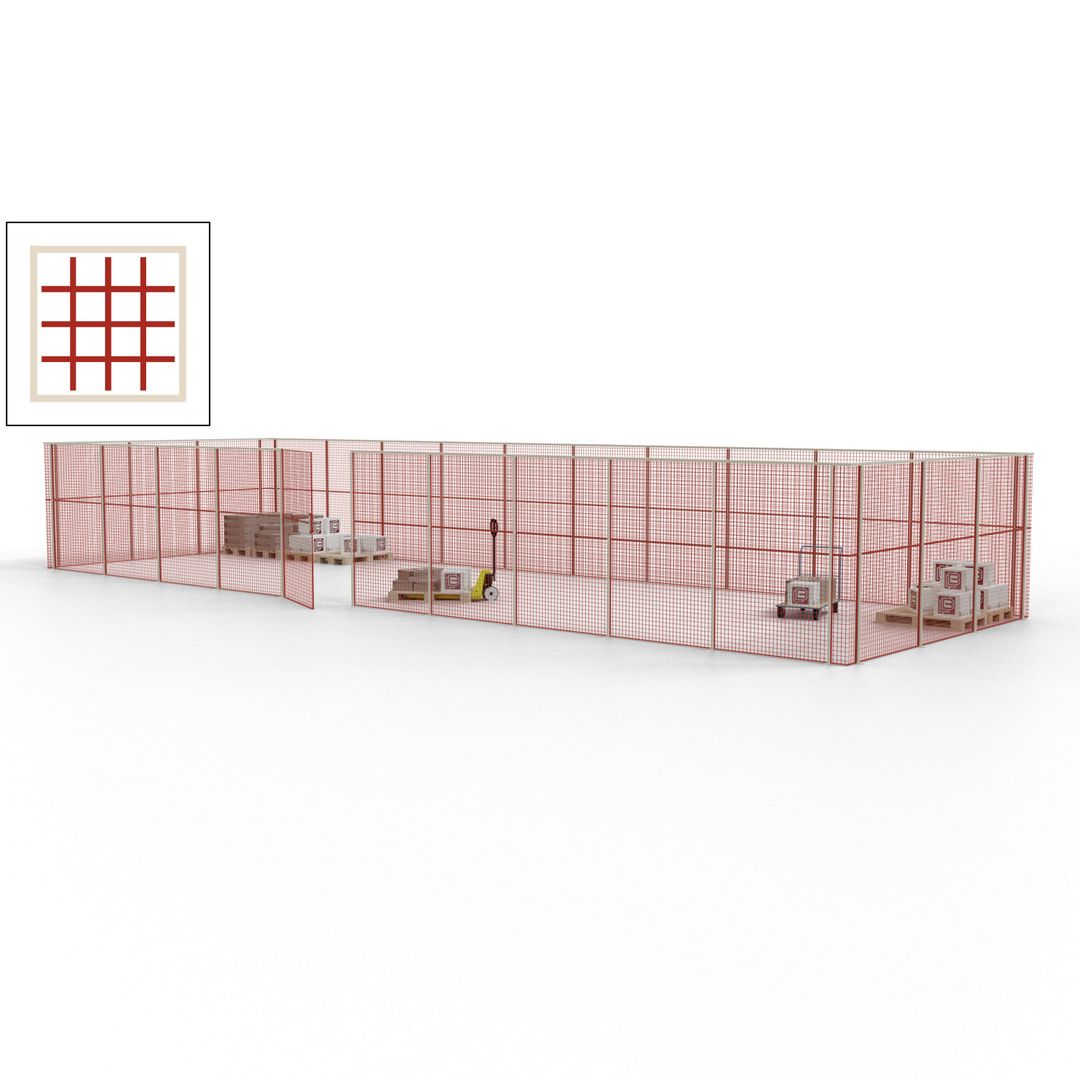 Maschinen Schutzgitter - Hallentrennwand - Sicherheitszaun - Tür - 39 m - 2.200 x 15.400 x 4.900 mm (HxBxT) - enzianblau