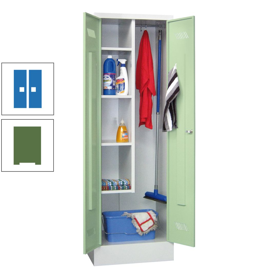 Putzschrank mit Sockel - 1 Abteil mit Trennwand - 1.850x600x500 mm (HxBxT) - Drehriegel - anthrazitgrau