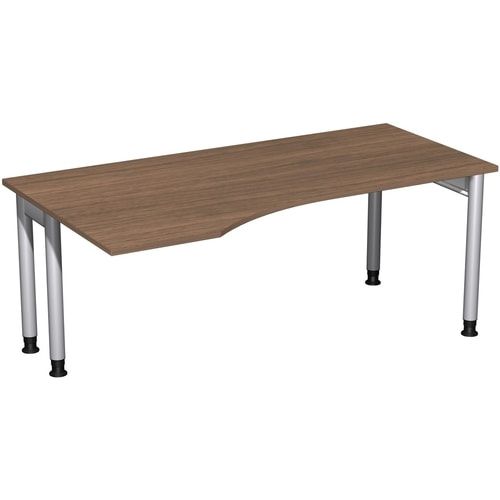 Eckschreibtisch, Ecke links, Füße einseitig verkürzt, 4-Fuß Pro, höhenverstellbar, 680-800 x 1.600 x 1.000 mm (HxBxT), Dekor Ahorn