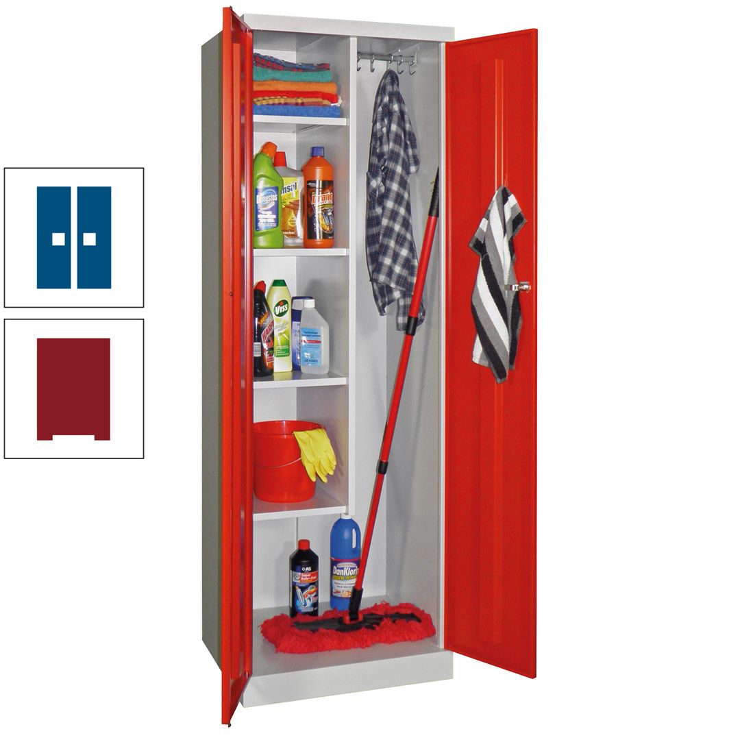 Putzschrank mit Sockel - 1 Abteil mit Trennwand - 1.800x600x500 mm (HxBxT) - Zylinderschloss - anthrazitgrau