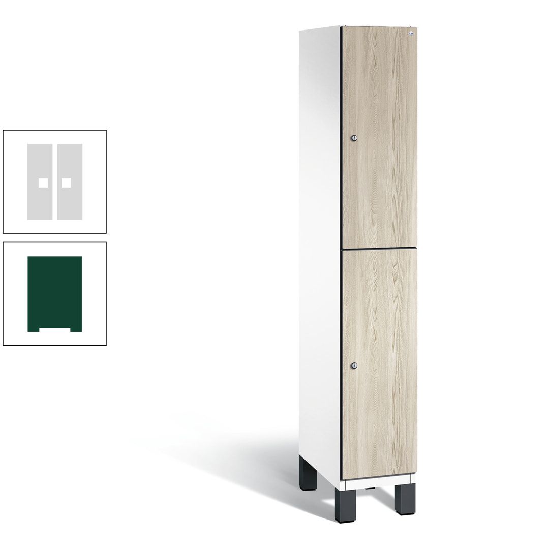Fächerschrank, Garderobenschrank, mit Füßen, 1 Abteile, 1.980 x 300 x 525 mm (HxBxT), Korpus anthrazitgrau, Tür Donau-Ahorn