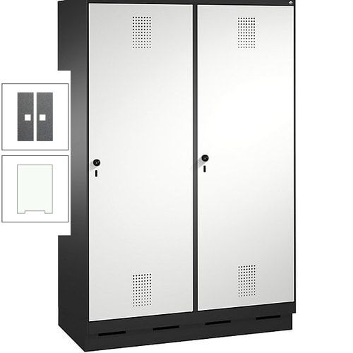 Doppel-Spind, Garderobenschrank, 2 Türen für 4 Abteile a 300 mm, Korpus anthrazitgrau, Türen anthrazitgrau, 1.800 x 1.200 x 500 mm (HxBxT)