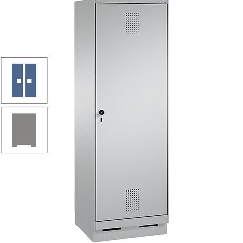Doppel-Spind, Garderobenschrank, 1 Tür für 2 Abteile a 300 mm, Korpus anthrazitgrau, Türen anthrazitgrau, 1.800 x 600 x 500 mm (HxBxT)
