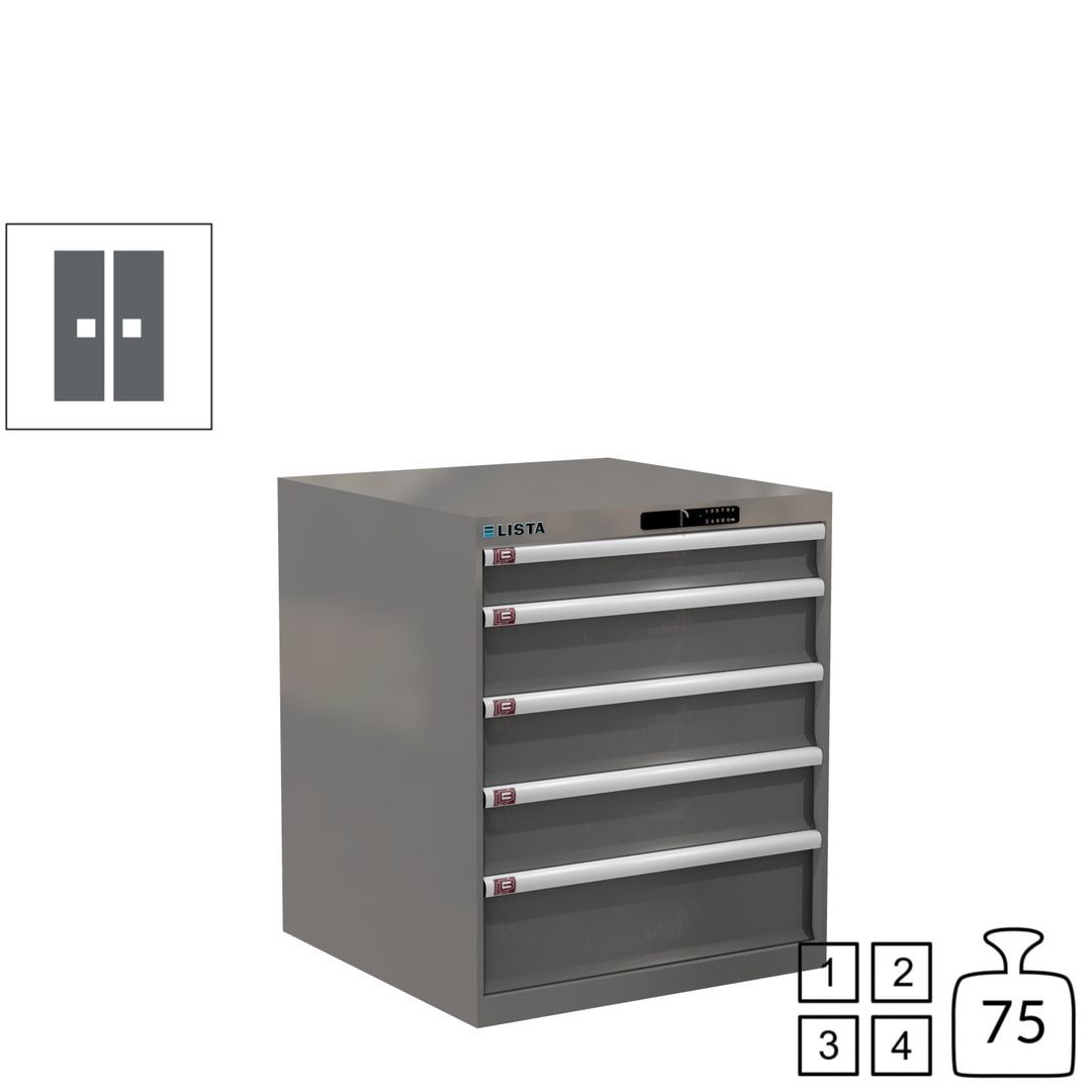 Lista Schubladenschrank - 14.410.010 - 850x717x725 mm (HxBxT) - 5 Schubladen - 75 kg - Key Lock - lichtblau (RAL 5012)