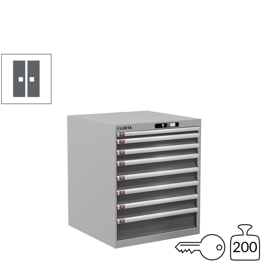 Lista Schubladenschrank - 14.408.010 - 850x717x725 mm (HxBxT) - 8 Schubladen - 75 kg - Key Lock - lichtblau (RAL 5012)