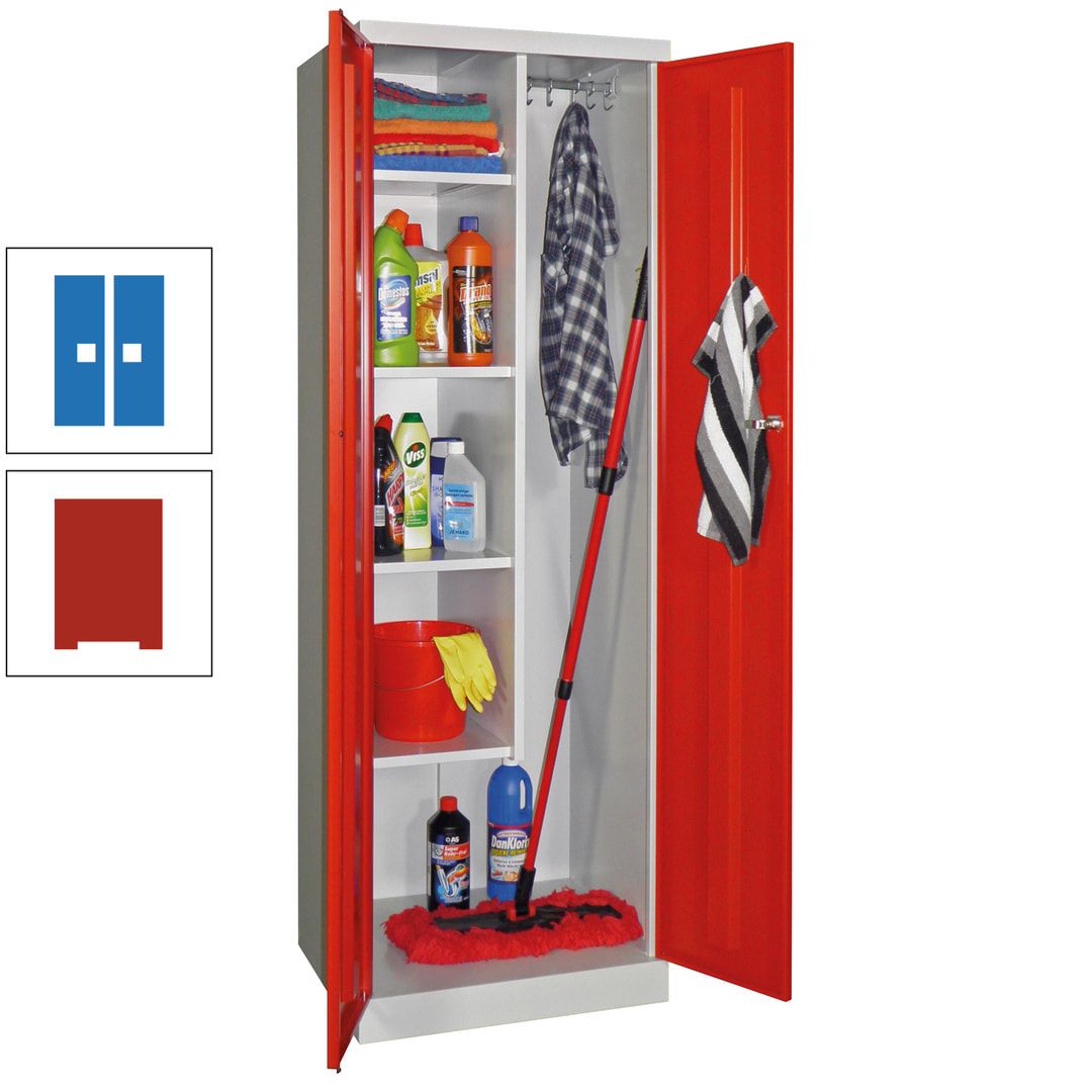 Putzschrank mit Sockel - 1 Abteil mit Trennwand - 1.800x600x500 mm (HxBxT) - Zylinderschloss - anthrazitgrau