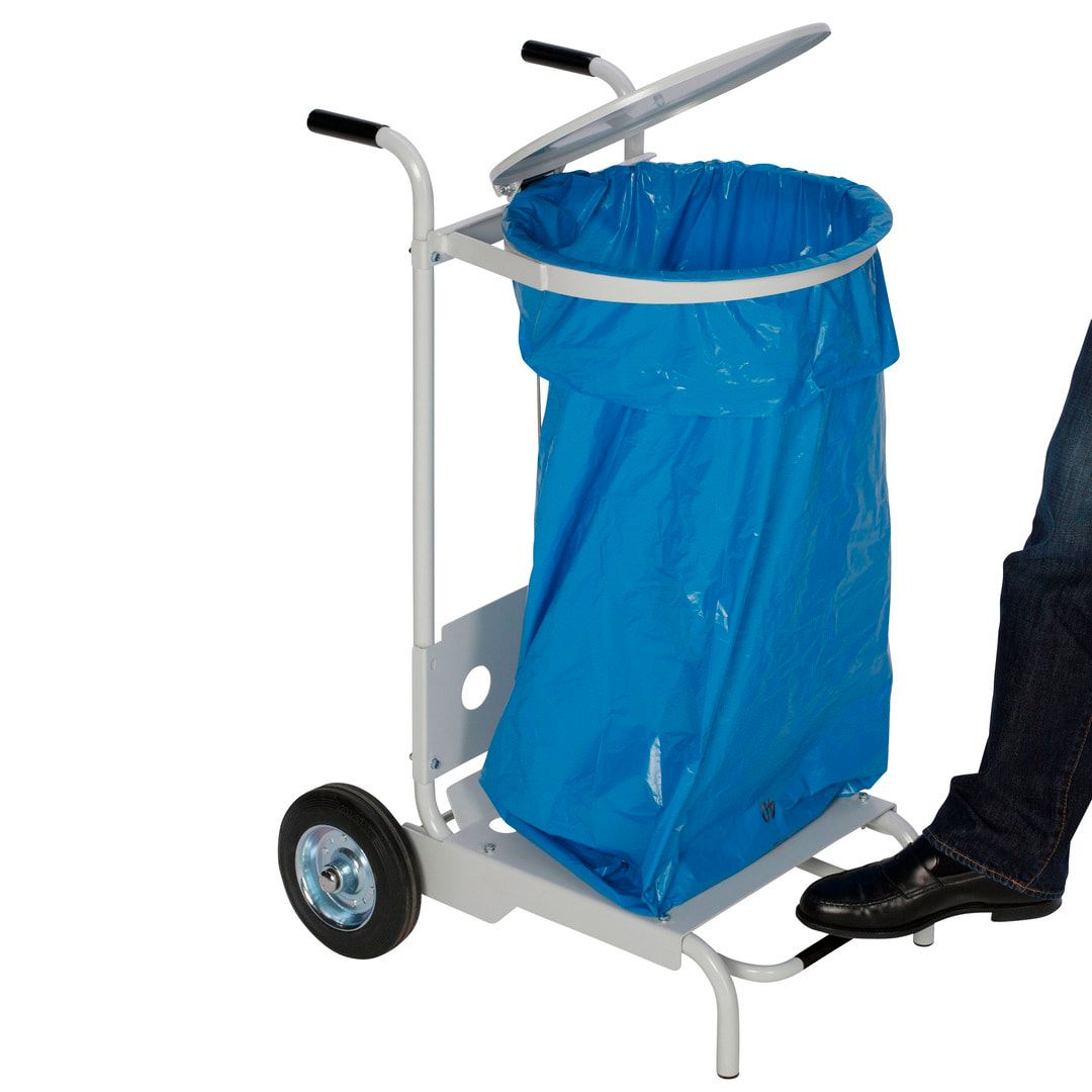 Mobiler Abfallsammler - für 120 l Müllsäcke - 990 x 550 x 630 mm (HxBxT) - lichtgrau