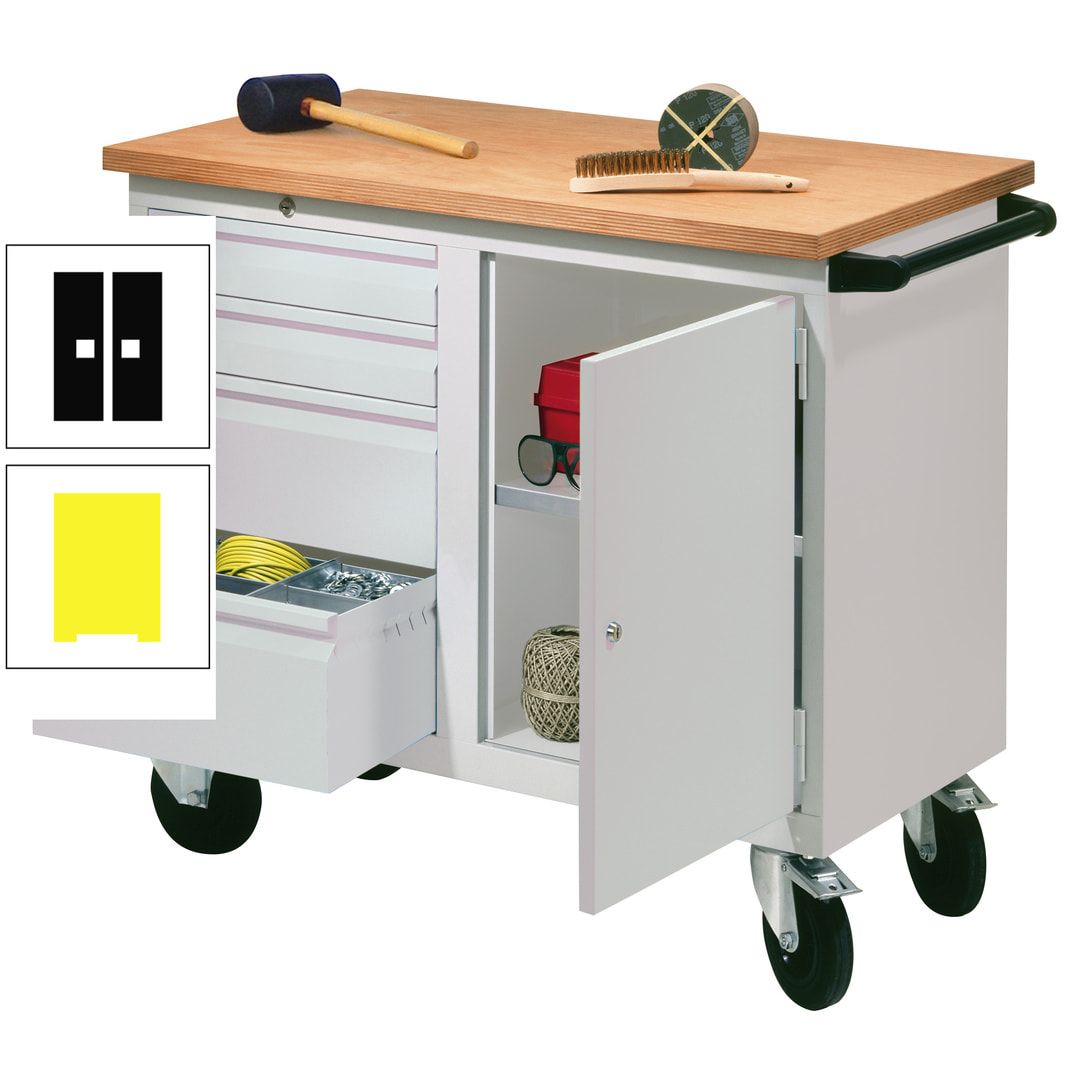 Mobile Werkbank - Werkstattwagen - 915 x 1.090 x 600 mm - 4 Schubladen und Schrankfach - anthrazitgrau