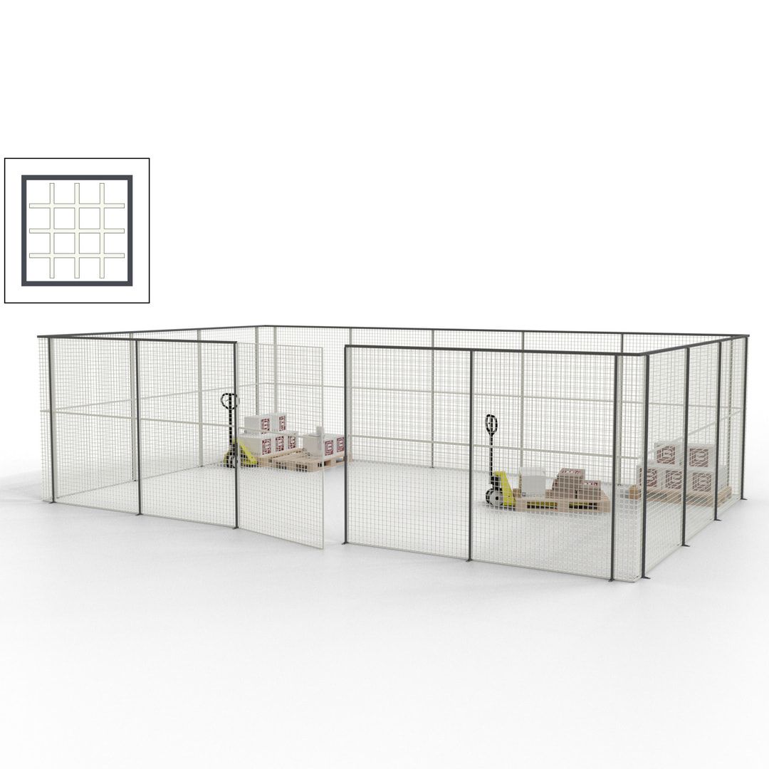 Maschinen Schutzgitter - Hallentrennwand - Sicherheitszaun - Tür - 22 m - 2.200 x 7.900 x 4.900 mm (HxBxT) - enzianblau