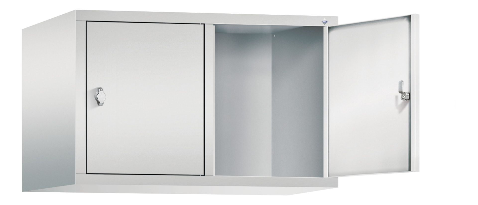 Aufsatzschrank für Spinde und Schließfachschränke, 2 Abteile, Korpus anthrazitgrau, Türen anthrazitgrau, 500 x 810 x 500 mm (HxBxT), Stahlschrank