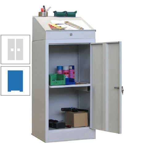Stehpult mit Schrank - Vollblechtür - Zylinderschloss - 1 Ausziehboden - 1.270x500x500 mm (HxBxT) - anthrazitgrau