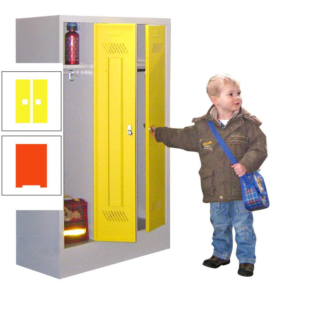 Spindschrank f. Kindergärten - mit Sockel - Höhe 1.300 mm - 2 Abteile a 250 mm - Drehriegel - anthrazitgrau