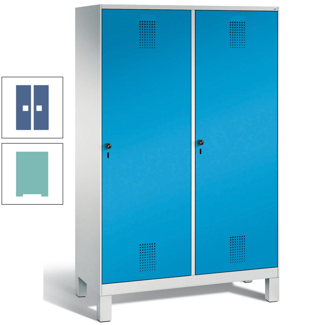 Doppel-Spind, Garderobenschrank, 2 Türen für 4 Abteile a 300 mm, Korpus anthrazitgrau, Türen anthrazitgrau, 1.850 x 1.200 x 500 mm (HxBxT)