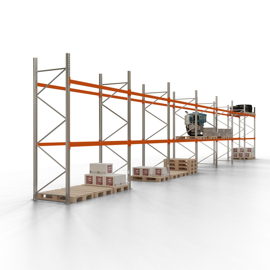 Palettenregal - 1,5 t - 2,0 x 11,3 x 1,1 m - 4 Felder - Schwerlastregal VKfrei
