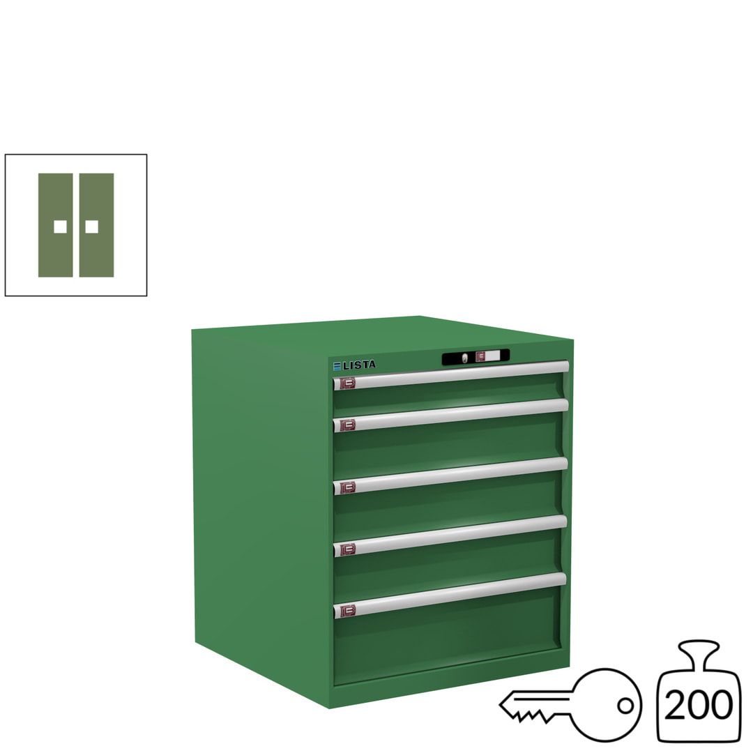 Lista Schubladenschrank - 14.410.010 - 850x717x725 mm (HxBxT) - 5 Schubladen - 75 kg - Key Lock - lichtblau (RAL 5012)