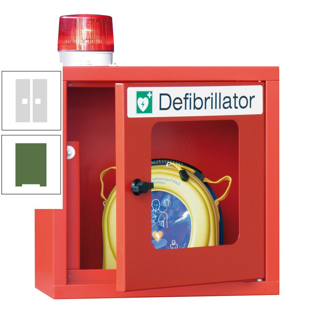 Defibrillatorenschrank mit akustischem und optischem Alarm - 490 x 400 x 200 mm (HxBxT) - Sichtfenster - anthrazitgrau