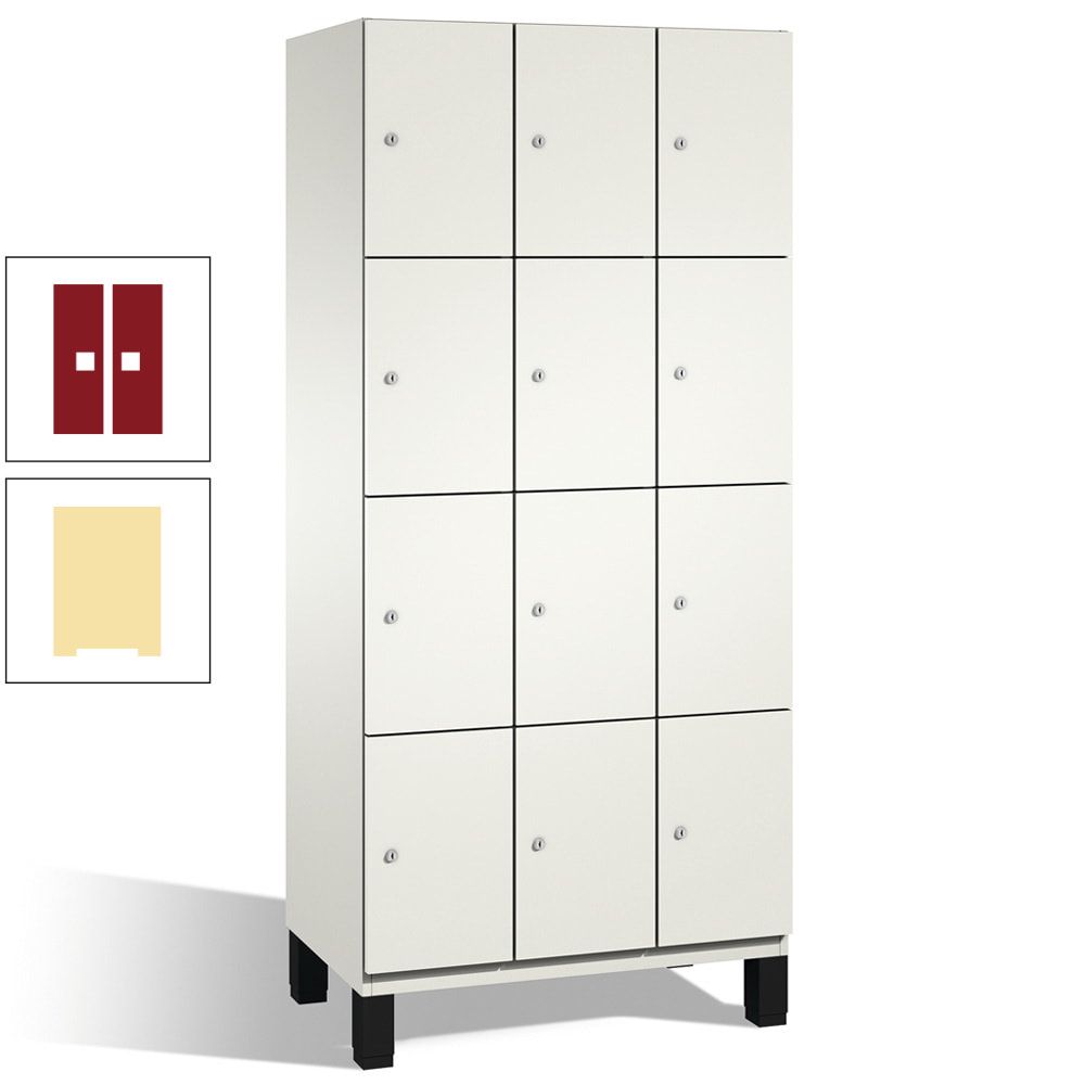 Fächerschrank, Stahlschrank, 12 Fächer, Türöffnungsbegrenzer, mit Füßen, Korpus lichtgrau, Tür anthrazitgrau, 1.980 x 900 x 525 mm (HxBxT)