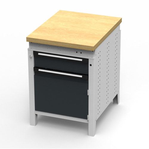OTTOKIND Werkbank - Arbeitsplatte bündig - 850 x 605 x 750 mm (HxBxT) - Schublade - Schrank - lichtgrau