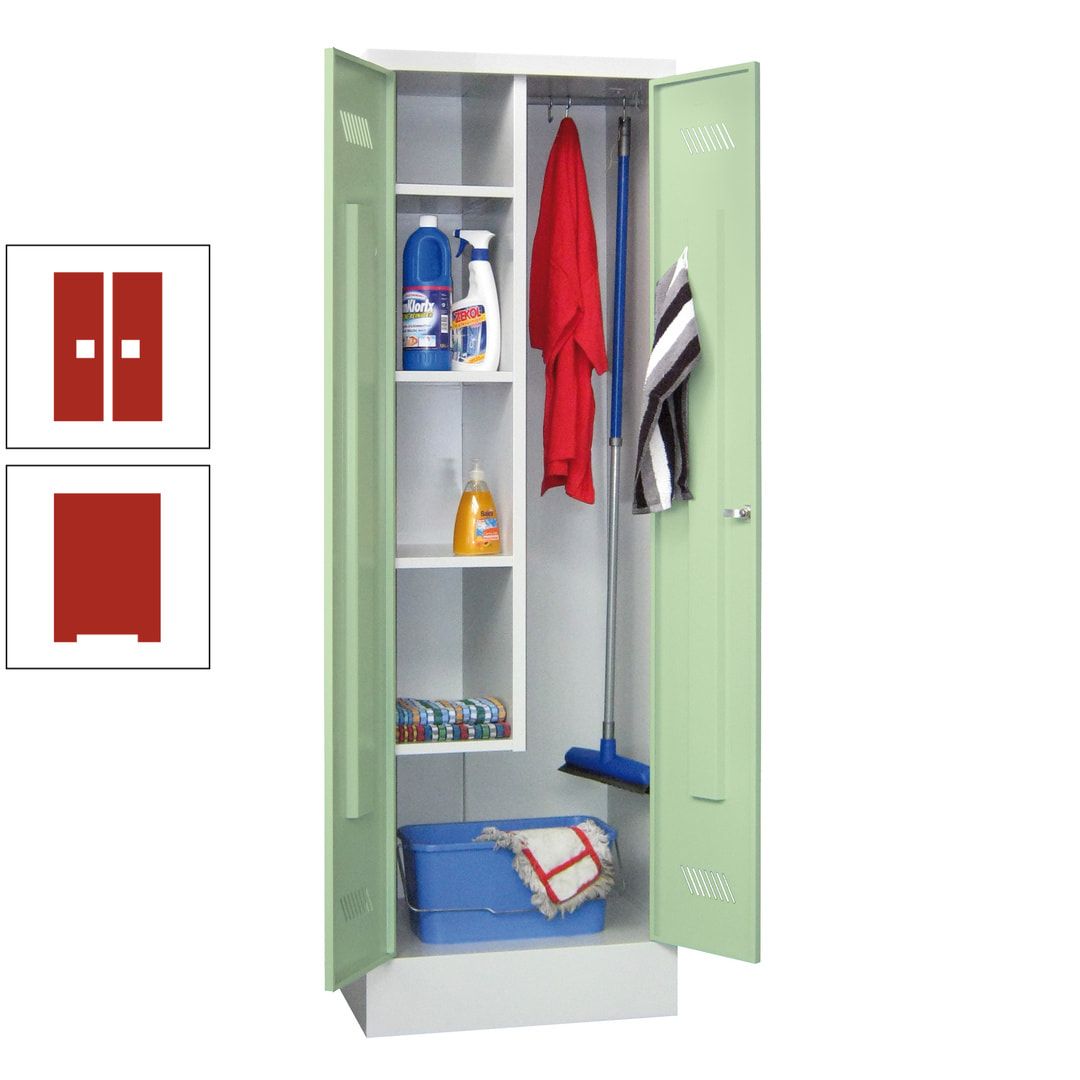 Putzschrank mit Sockel - 1 Abteil mit Trennwand - 1.850x600x500 mm (HxBxT) - Drehriegel - anthrazitgrau