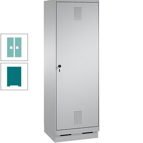 Doppel-Spind, Garderobenschrank, 1 Tür für 2 Abteile a 300 mm, Korpus anthrazitgrau, Türen anthrazitgrau, 1.800 x 600 x 500 mm (HxBxT)