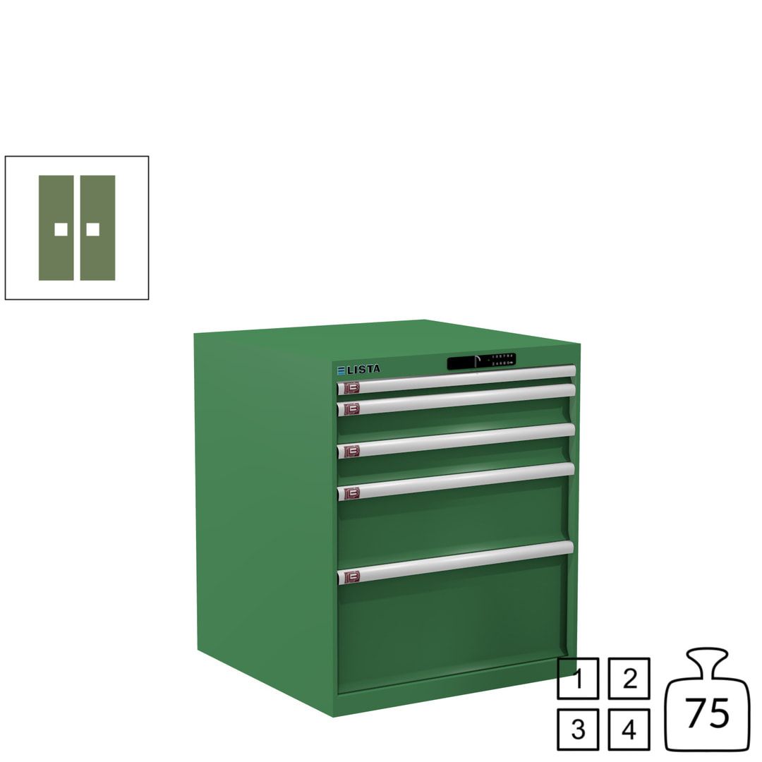 Lista Schubladenschrank - 14.411.010 - 850x717x725 mm (HxBxT) - 5 Schubladen - 75 kg - Key Lock - lichtblau (RAL 5012)
