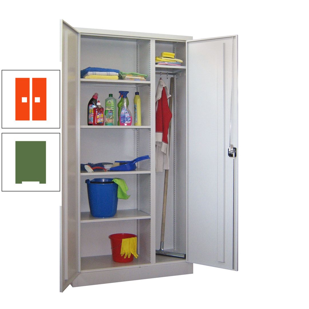 Putzschrank mit Trennwand - 1.950x1.000x400 mm (HxBxT) - Böden pulverbeschichtet - anthrazitgrau