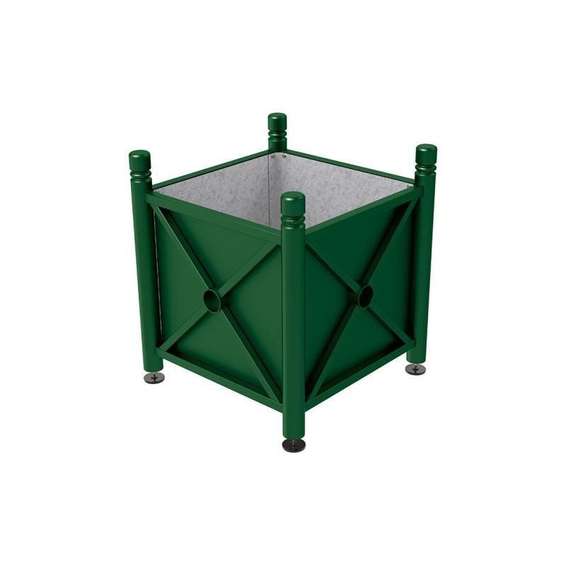Pflanzbehälter, Stahlblech feuerverzinkt, verstellbare Füße, Innenfach feuerverzinkt, Kopf Agora, 750 x 800 x 800 mm (HxBxT), enzianblau