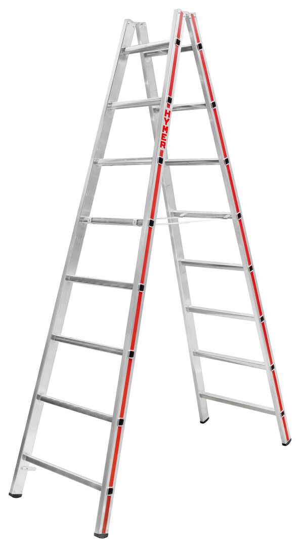 Aluminium-Sprossenstehleiter - Länge 1.470 mm - beidseitig begehbar - Aluleiter Hymer