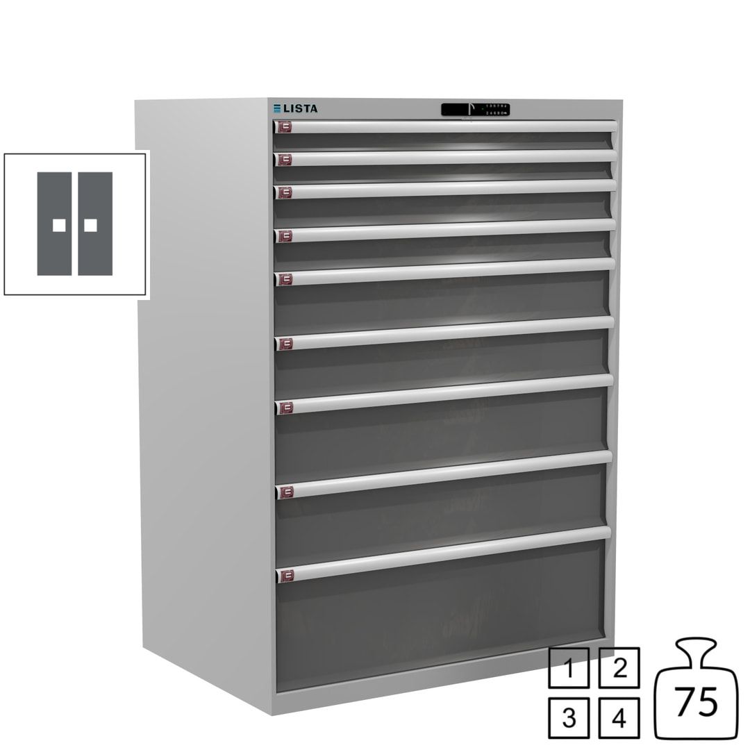 Lista Schubladenschrank - 12.550.010 - 1.450x1.023x725 mm (HxBxT) - 9 Schubladen - 200 kg - Key Lock - lichtblau (RAL 5012)