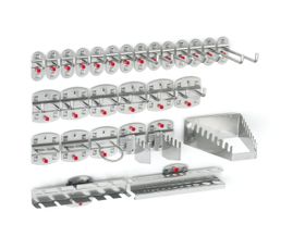 Werkzeughalterset, Hakenset, 28-teilig, für Lochplatten, Schraubsystem, Farbe wählbar