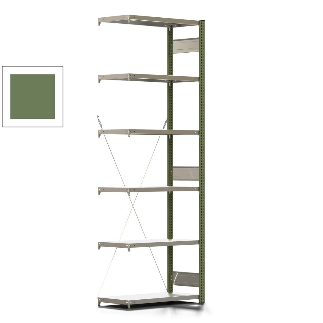 Fachbodenregal mit Tiefenriegel - 350 kg - 2.500 x 875 x 426 mm (HxBxT) - Anbauregal - 6 Böden - enzianblau - Lagerregal - Steckregal BERT