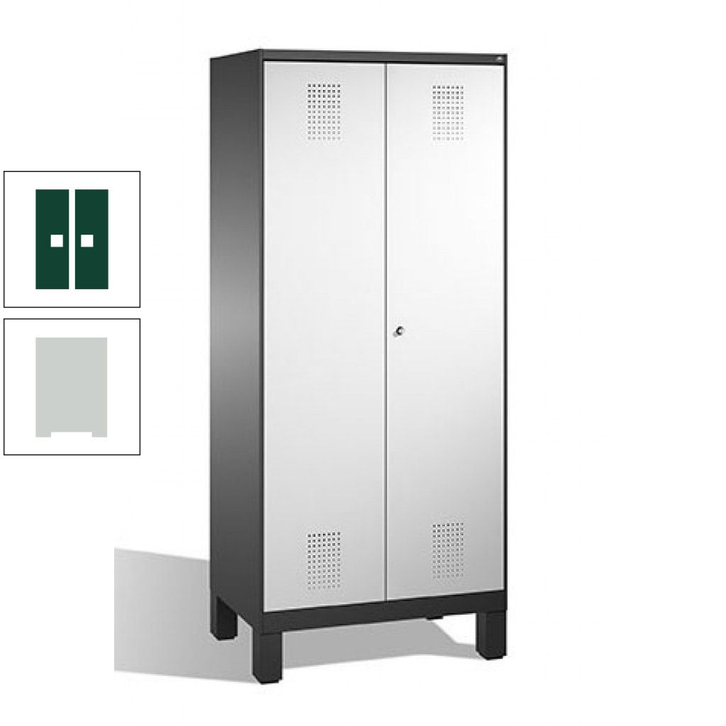 Mehrzweckschrank, Doppeltüren, auf Füßen, 2 Abteile a 400 mm, Korpus anthrazitgrau, Tür anthrazitgrau, 1.850 x 800 x 500 mm (HxBxT)