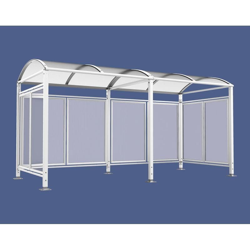 Fahrradunterstand, Fahrradüberdachung, All-in-One+Zusatz, 2.635 x 5.000 x 2.090 mm (HxBxT), auf Bodenplatten, mit Regenrinne, Farbe enzianblau