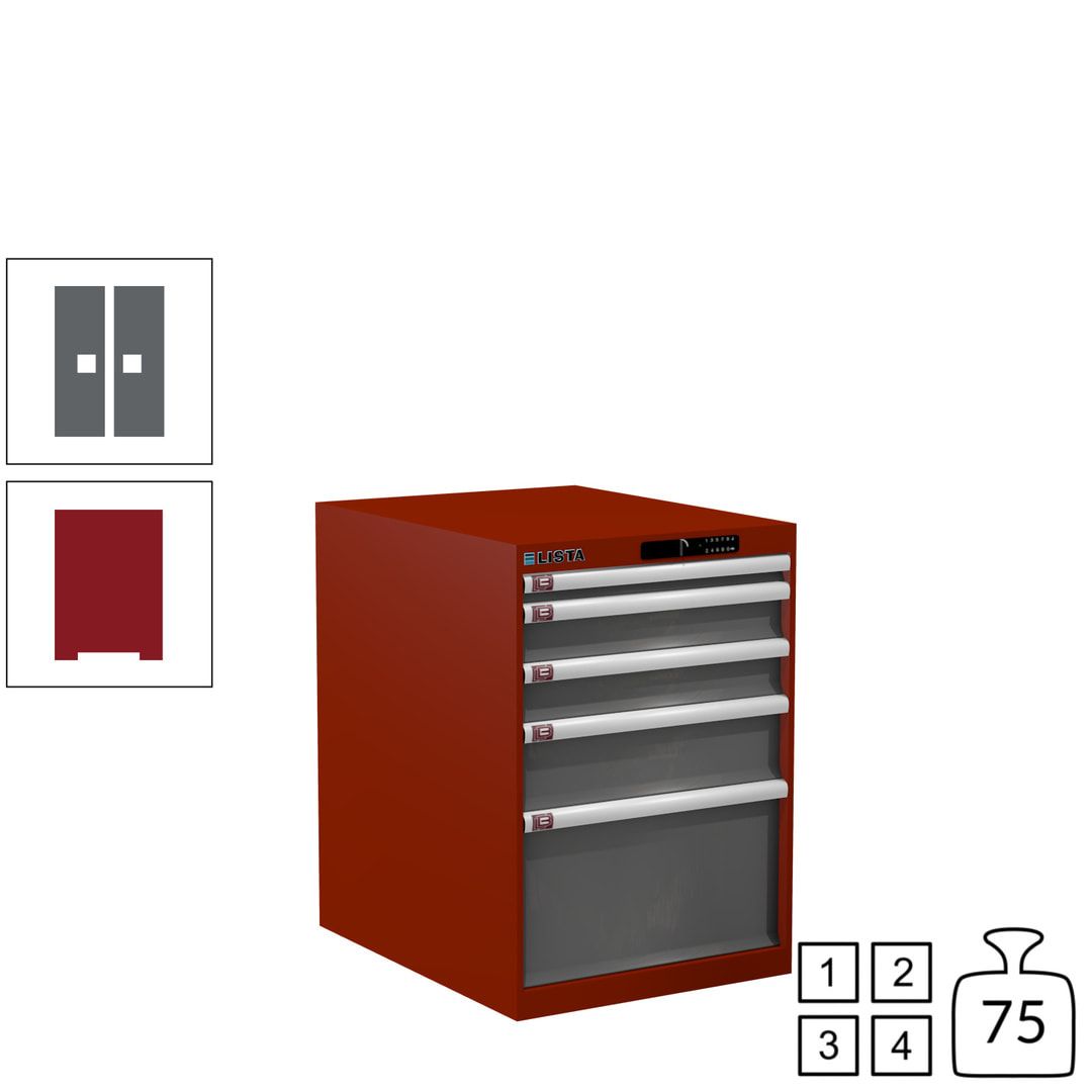 Lista Schubladenschrank - 14.368.010 - 800x564x725 mm (HxBxT) - 5 Schubladen - 75 kg - Key Lock - lichtblau (RAL 5012)