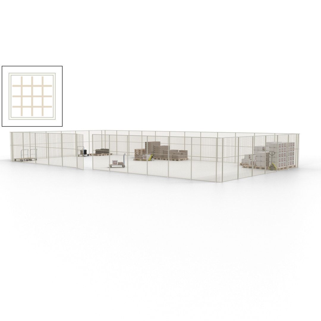 Maschinen Schutzgitter - Hallentrennwand - Sicherheitszaun - Tür - 54 m - 2.200 x 18.400 x 9.400 mm (HxBxT) - enzianblau