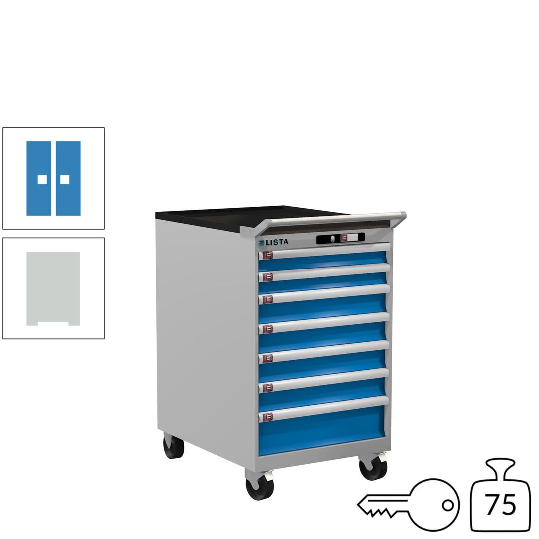 Lista Schubladenschrank - 14.373.010 - 990 x 564 x 725 mm (HxBxT) - 7 Schubladen - 75 kg - Key Lock - lichtblau (RAL 5012)