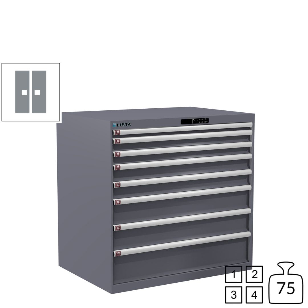 Lista Schubladenschrank - 12.541.010 - 1.000x1.023x725 mm (HxBxT) - 8 Schubladen - 200 kg - Key Lock - lichtblau (RAL 5012)