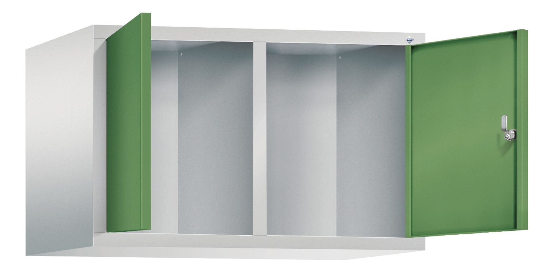 Aufsatzschrank für Spinde und Schließfachschränke, Doppeltüren, 2 Abteile, Korpus anthrazitgrau, Türfarbe anthrazitgrau, 500 x 810 x 500 mm (HxBxT)