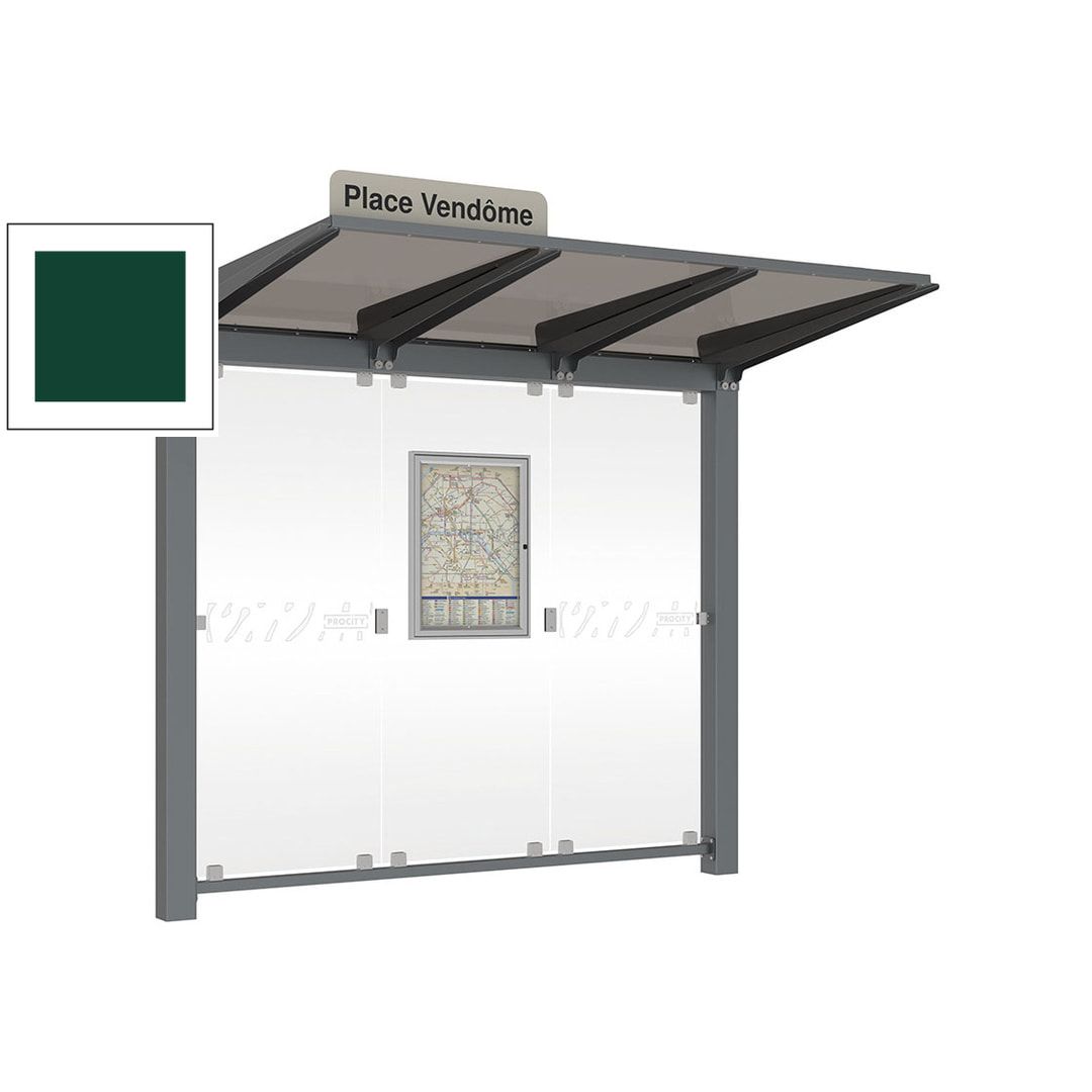 Buswartehalle, Haltestelle, Unterstand, ESG, Fahrplankasten, Haltestellenschild, enzianblau, 2.390 x 2.500 x 1.500 mm (HxBxT)
