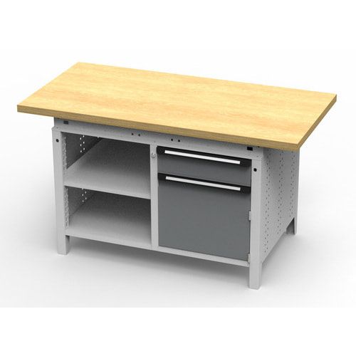 OTTOKIND Werkbank - bündige Arbeitsplatte - 850 x 1.150 x 750 mm (HxBxT) - 1 Schublade - Schrank - 2 Ablageböden - lichtgrau