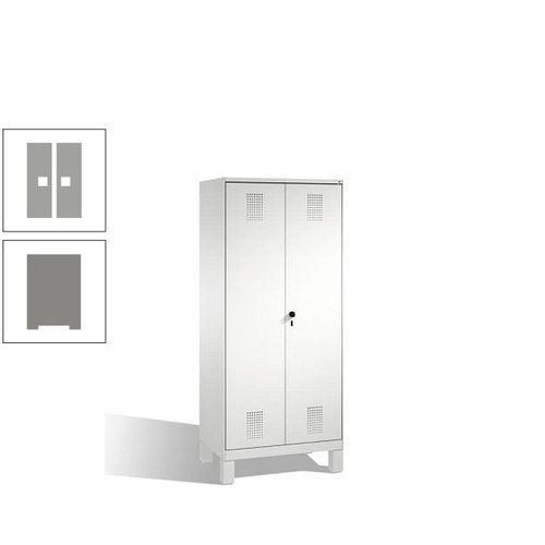 Doppel-Spind, Doppeltüren, Garderobenschrank mit Füßen, 2 Abteile a 400 mm, Korpus anthrazitgrau, Tür anthrazitgrau, 1.850 x 800 x 500 mm (HxBxT)