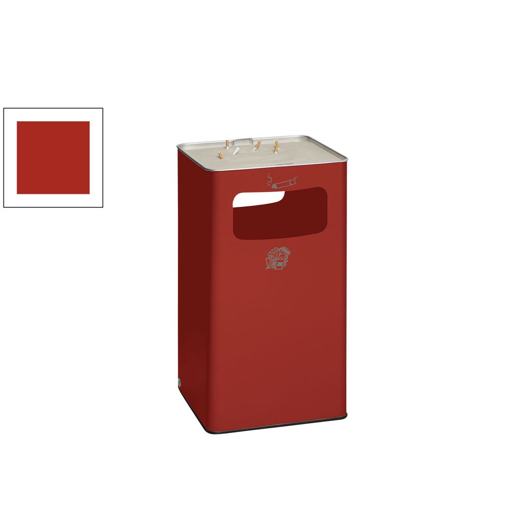 Abfallsammler mit Ascher - viereckig - Volumen 96 l - 755 x 430 x 430 mm (HxBxT) - Antik silber