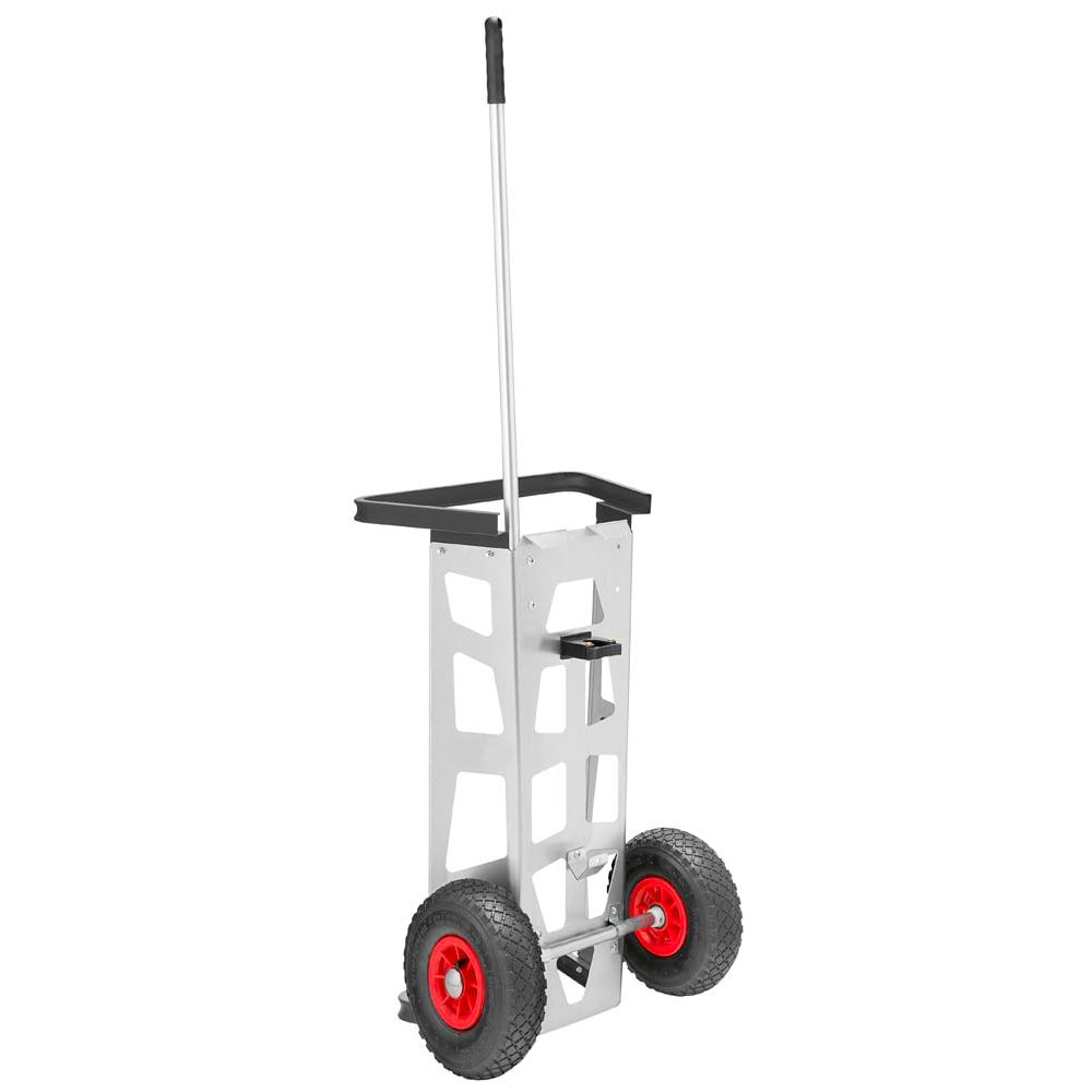 Reinigungswagen, Handwagen, Müllsackhalter, Abfall-Sammelwagen, kompakt, beweglich, für den Außenbereich, Luftbereifung, Aluminium, treppengängig