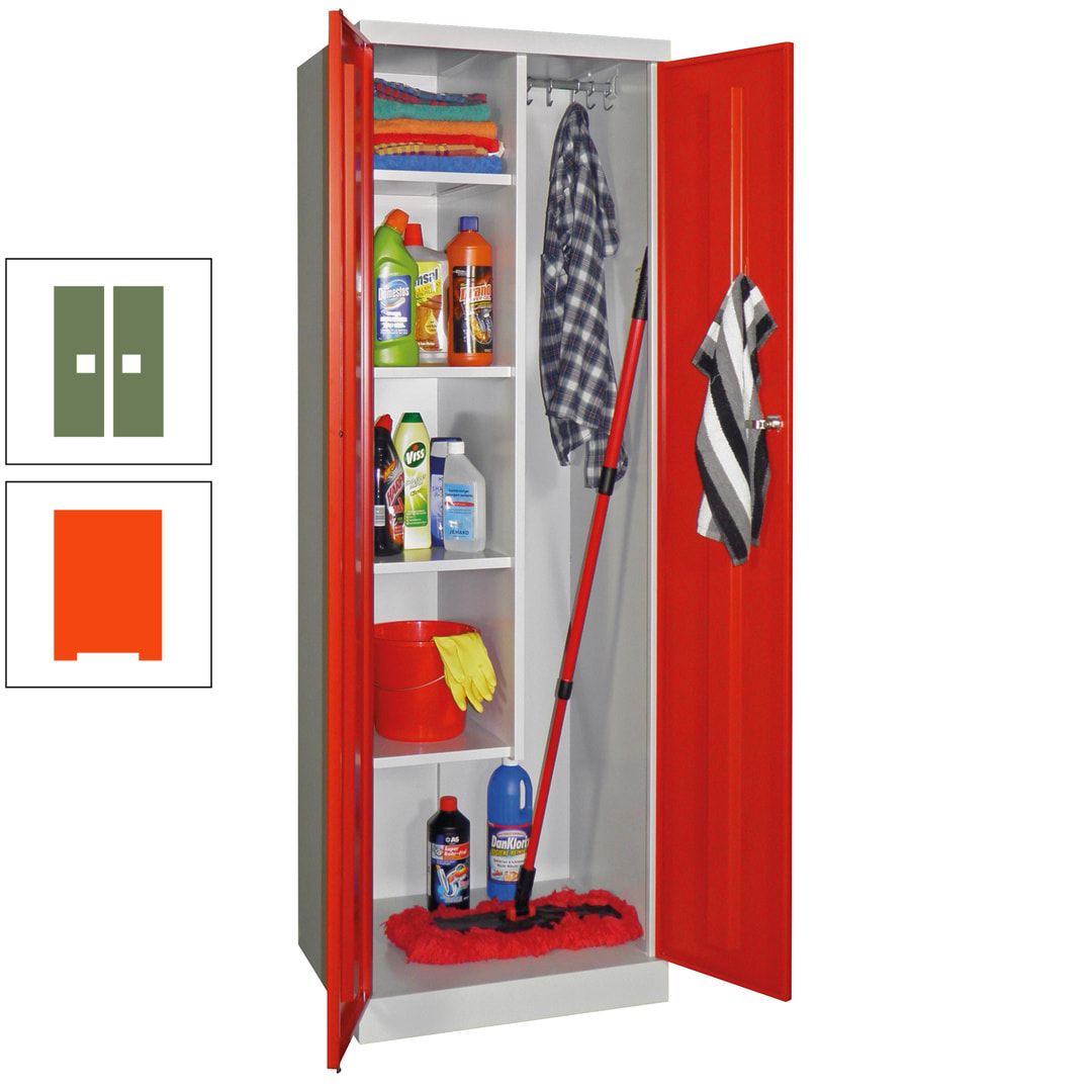 Putzschrank mit Sockel - 1 Abteil mit Trennwand - 1.800x600x500 mm (HxBxT) - Zylinderschloss - anthrazitgrau