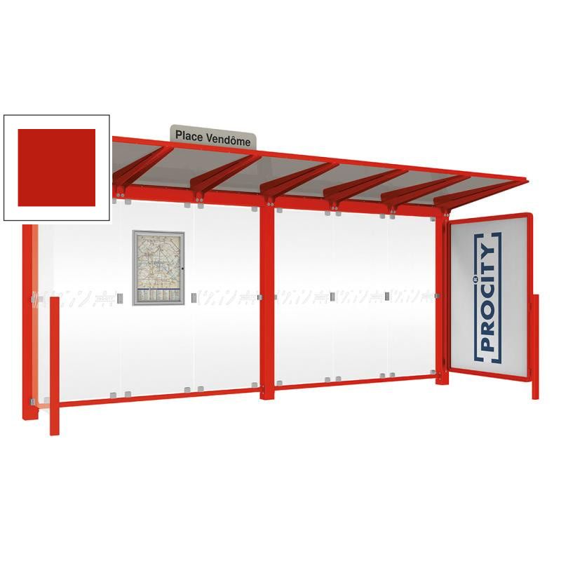 Buswartehalle - Unterstand - Fahrplankasten - Haltestellenschild - Seitenwand - Schaukasten - 2.390 x 5.000 x 1.500 mm (HxBxT) - enzianblau