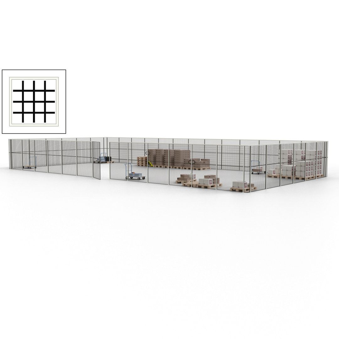 Maschinen Schutzgitter - Hallentrennwand - Sicherheitszaun - Tür - 57 m - 2.200 x 19.900 x 9.400 mm (HxBxT) - enzianblau