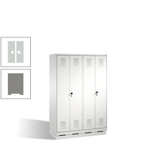 Doppel-Spind, Doppeltüren, Garderobenschrank mit Sockel, 4 Abteile a 300 mm, Korpus anthrazitgrau, Tür anthrazitgrau, 1.800 x 1.200 x 500 mm (HxBxT)